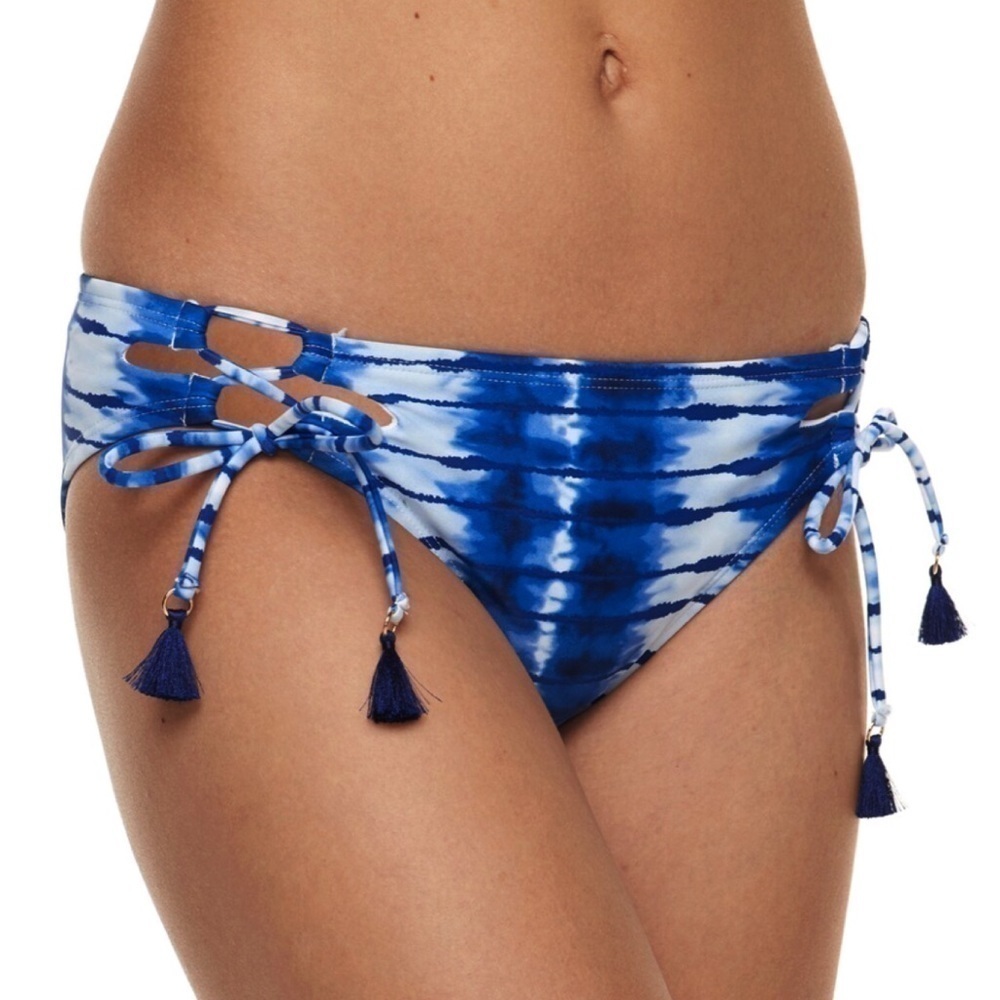 🆕 tie dye side tie blue & white bikini bot…